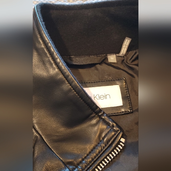 Calvin Klein Black Leather Bomber Jacket - Picture 10 of 12